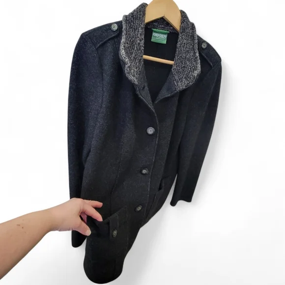 Geiger Austria Grey Boiled Wool Jacket Mock Neck Button Coat Women’s EU 40 US M - Picture 8 of 17